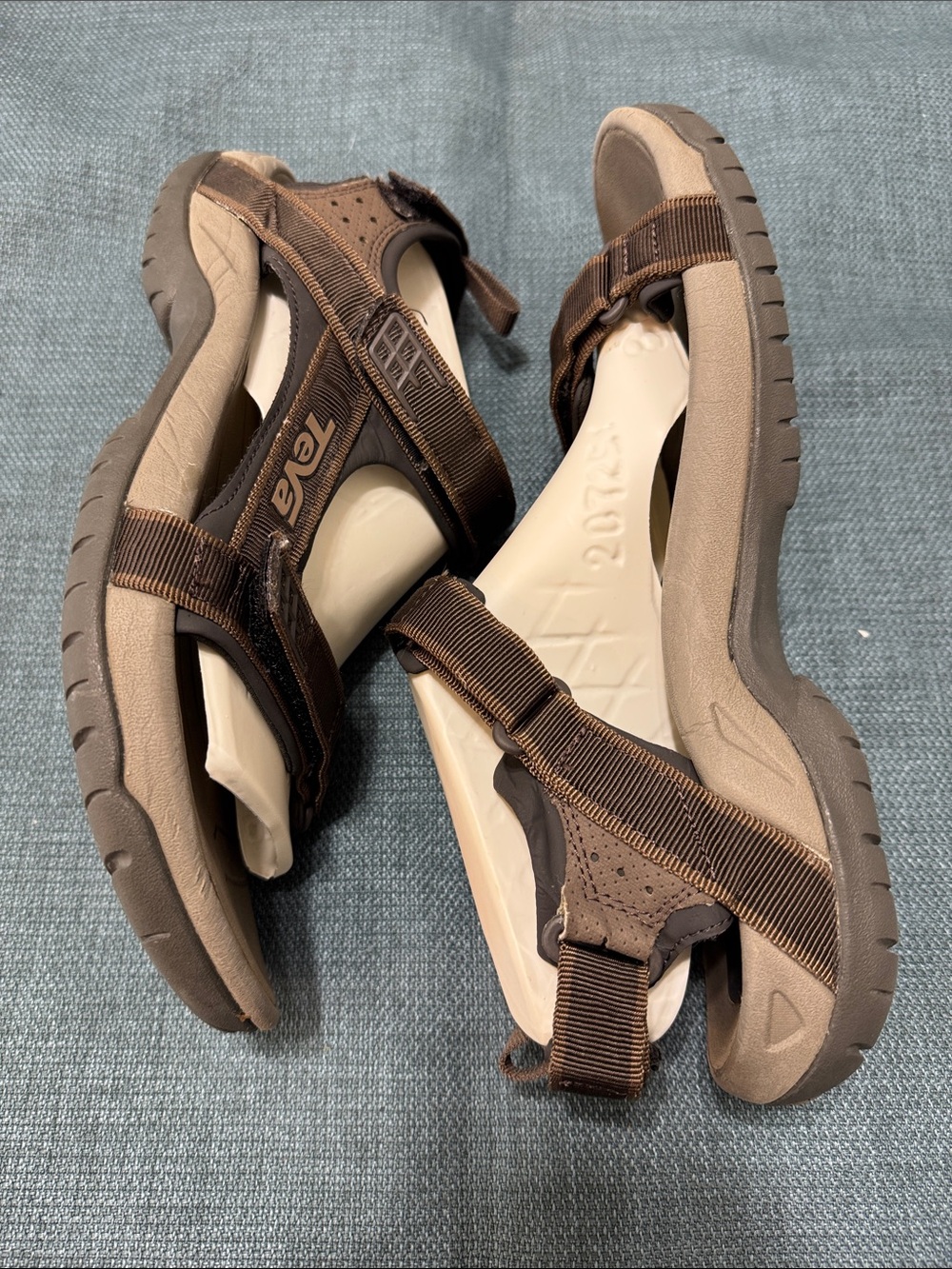 Teva Tanza Trail Hiking Sandals Men's Size 10.5 Brown Outdoor Spider Rubber 4141 - Picture 2 of 12